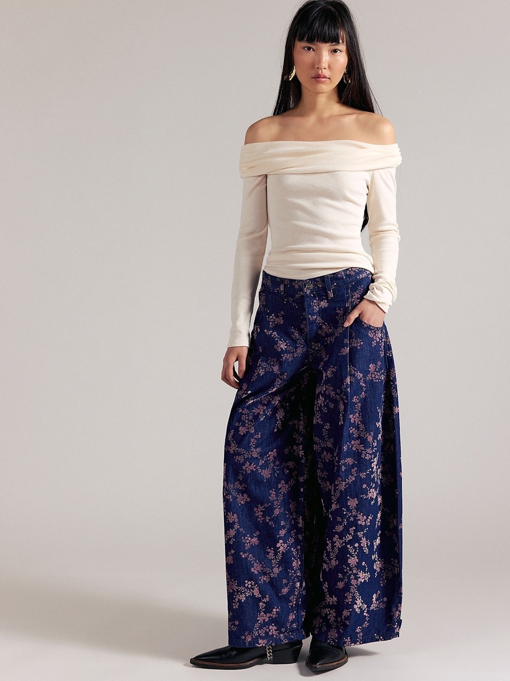 Free People We The Free Jeans About That Baggy Trousers Barrel Balloon Flocked - Picture 12 of 13